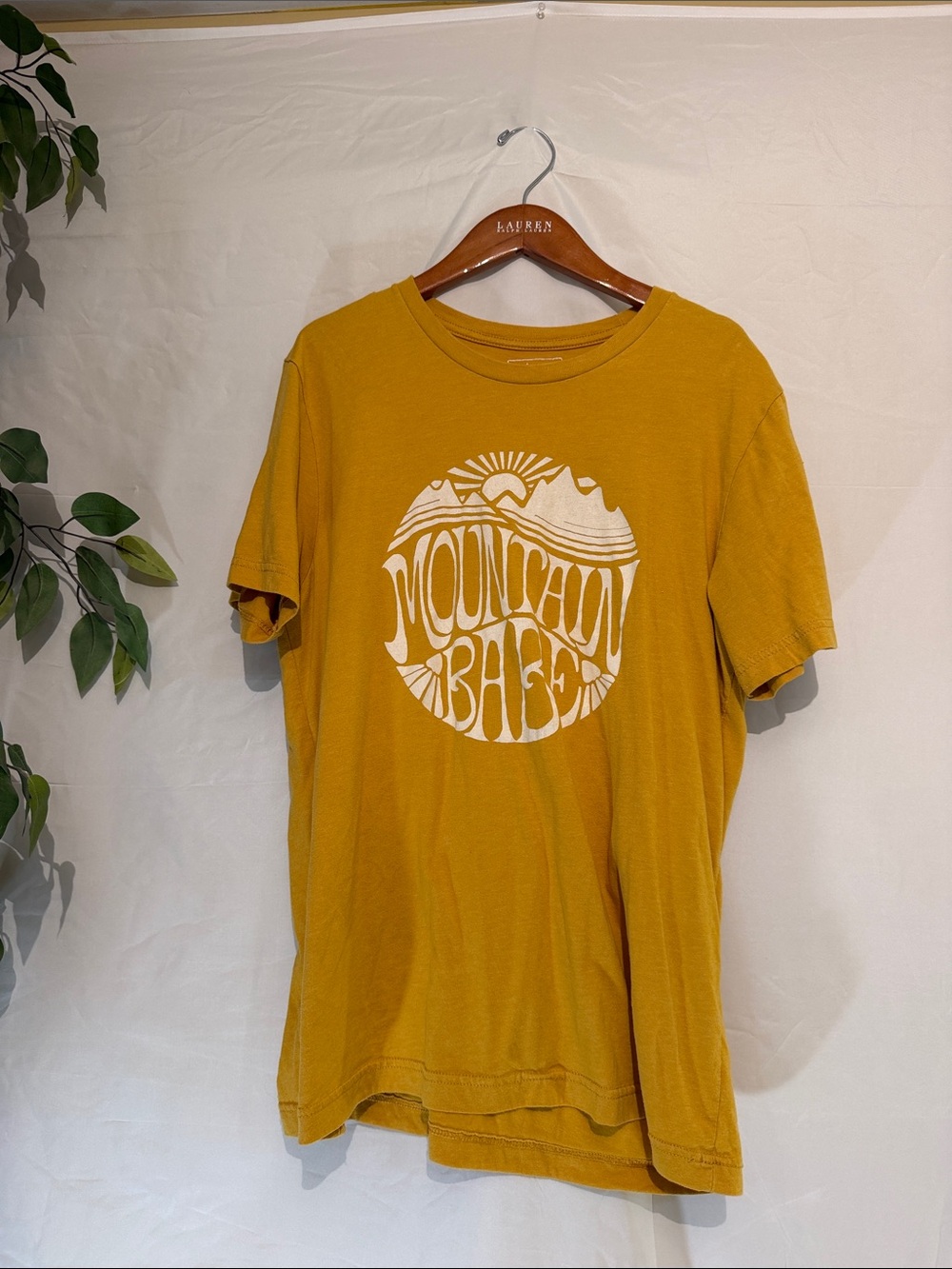 New Frontier Mustard Yellow Mountain Babe Graphic Tee